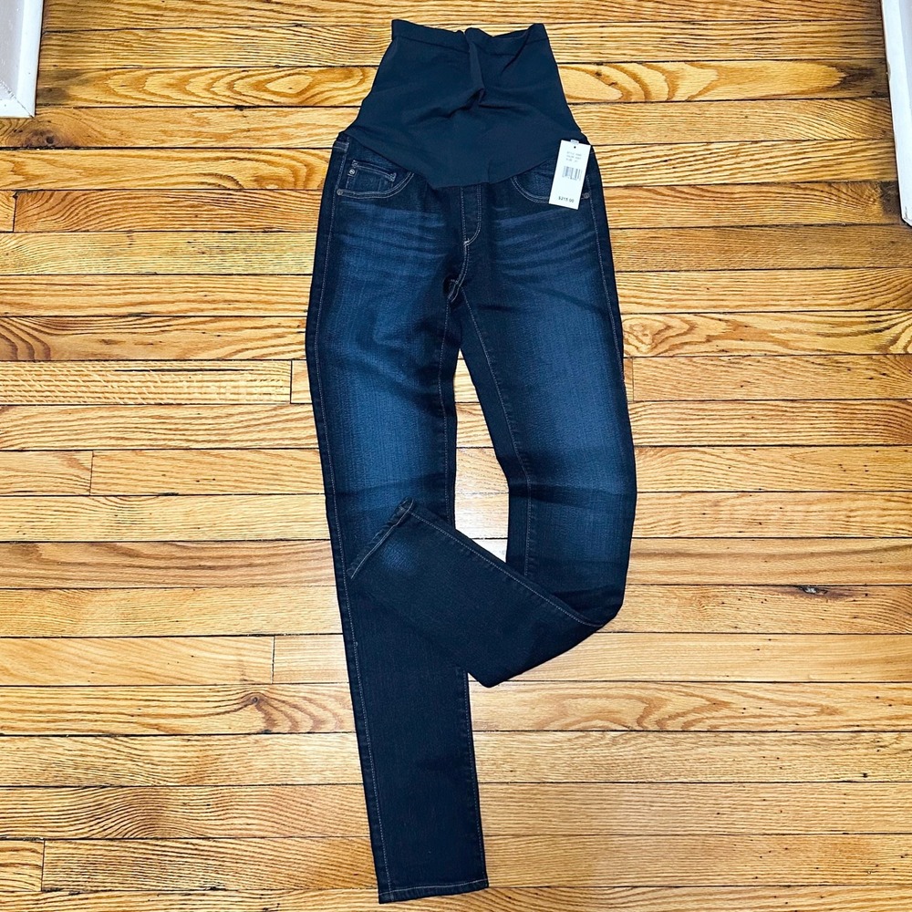 AG Adriano Goldschmied Maternity Skinny Jeans Dark Indigo Over Belly Size 27 NEW